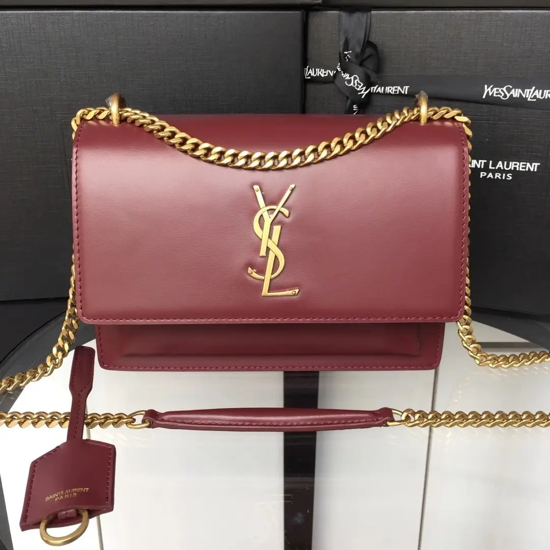 Top quality original YSL sunset box toothpick patterned cowhide, paired with silver