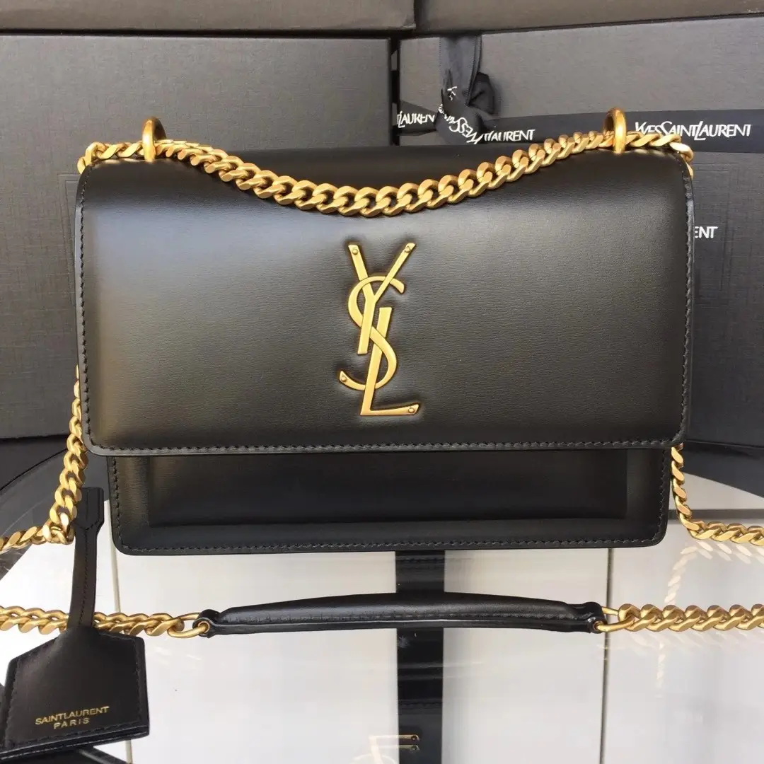 Top quality original YSL sunset box toothpick patterned cowhide, paired with silver