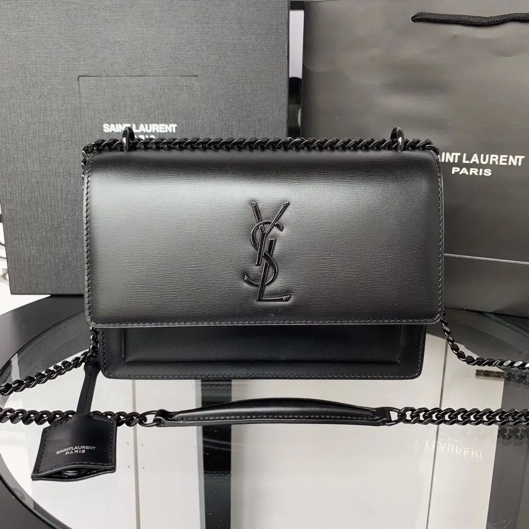 Top quality original YSL sunset box toothpick patterned cowhide, paired with silver