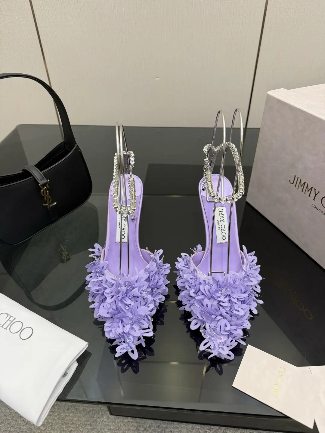three hundred and ninety
Jimmy Choo Week 26WF New Products
Rhinestone chain satin