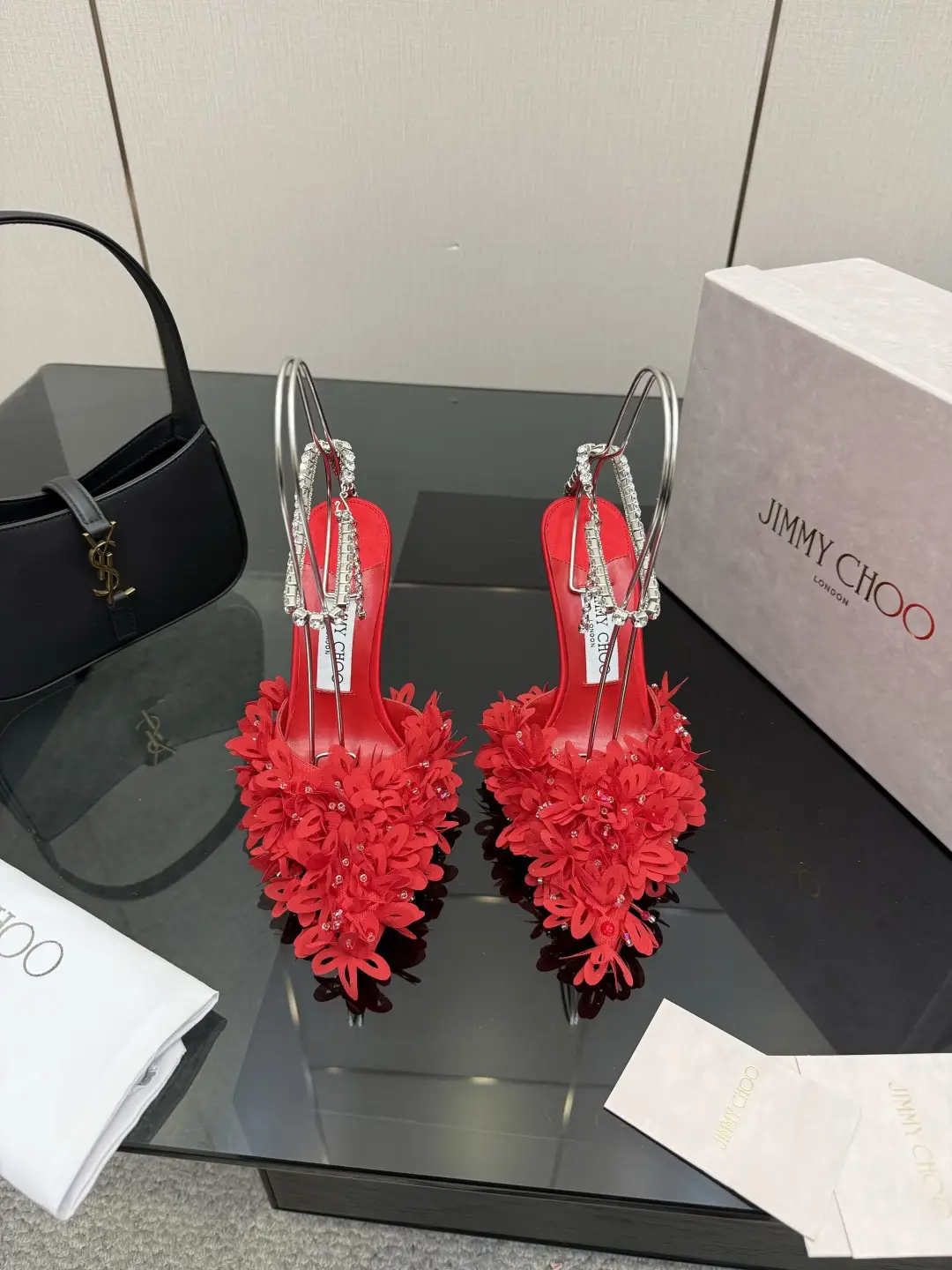 three hundred and ninety
Jimmy Choo Week 26WF New Products
Rhinestone chain satin