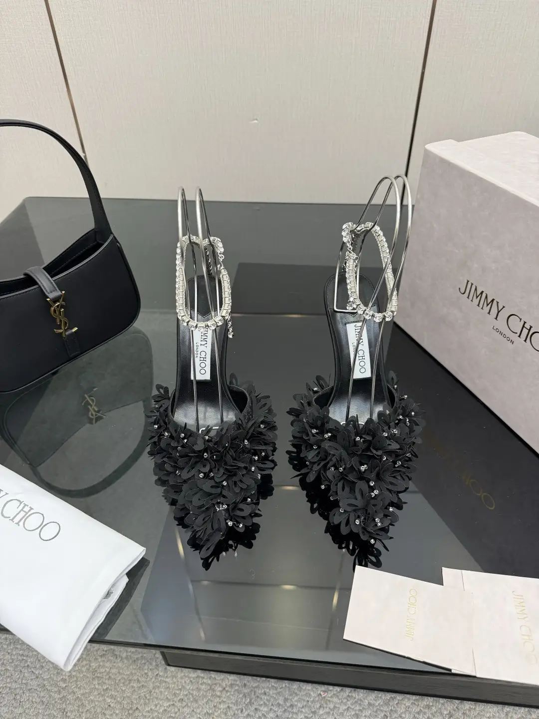 three hundred and ninety
Jimmy Choo Week 26WF New Products
Rhinestone chain satin