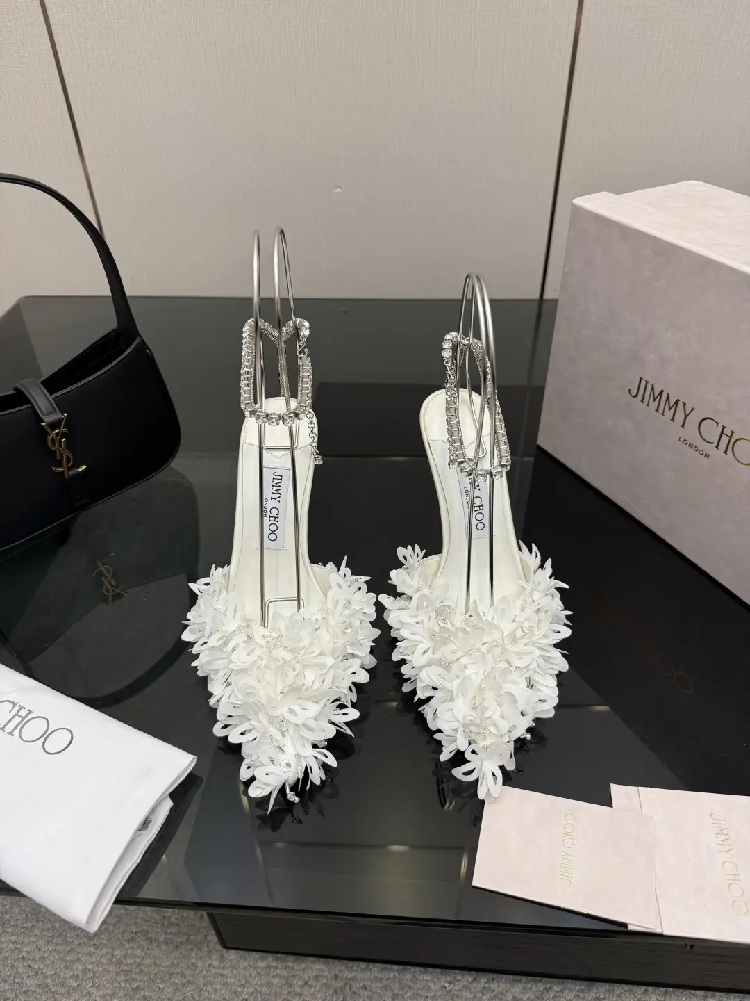 three hundred and ninety
Jimmy Choo Week 26WF New Products
Rhinestone chain satin