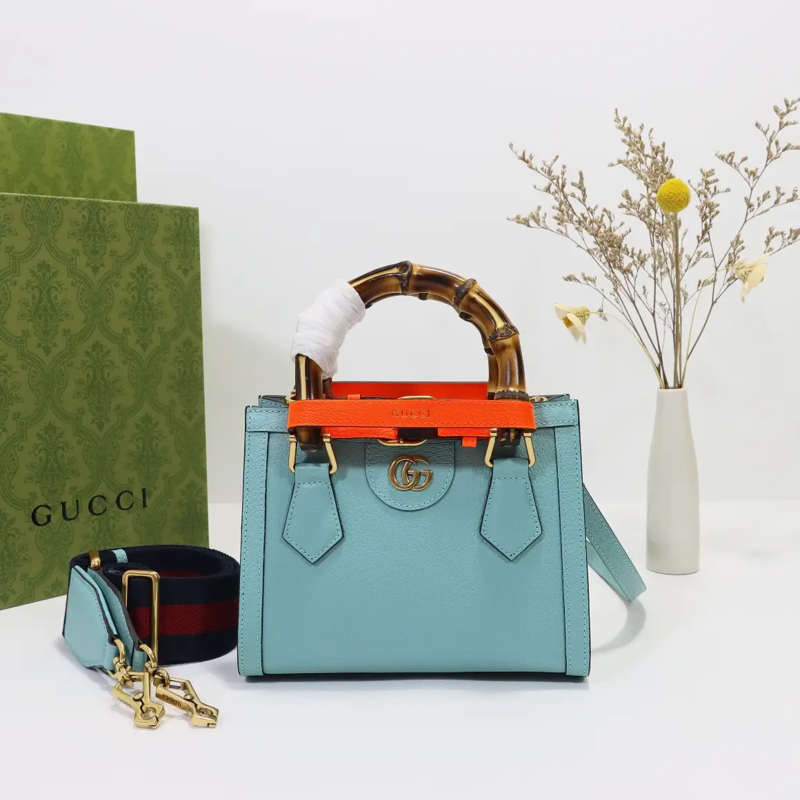 Gucci， Original leather, model number 702732 Sky Blue Ruler