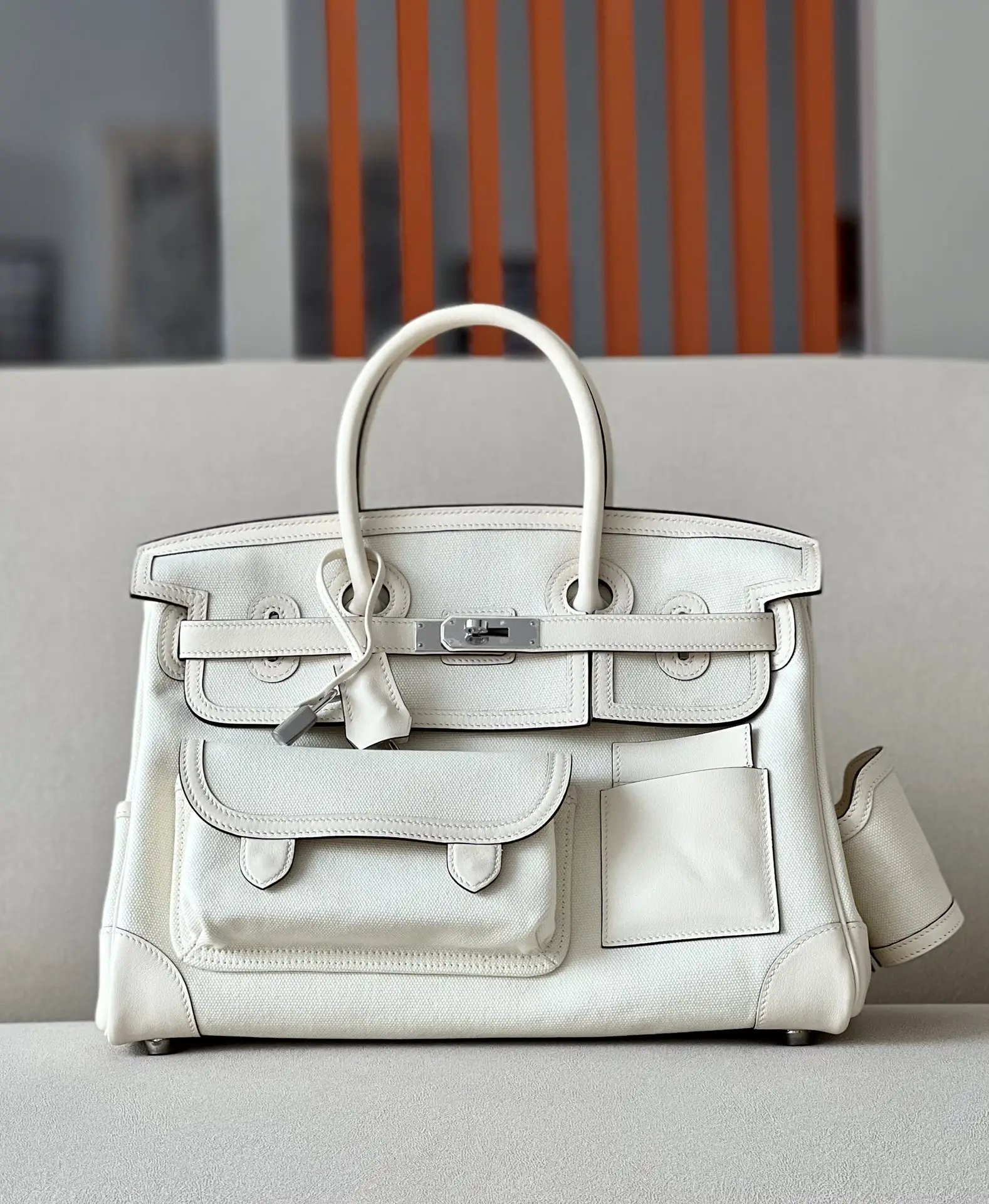 Birkin 35 Cargo cloth bag
Size: 35 x 25 x