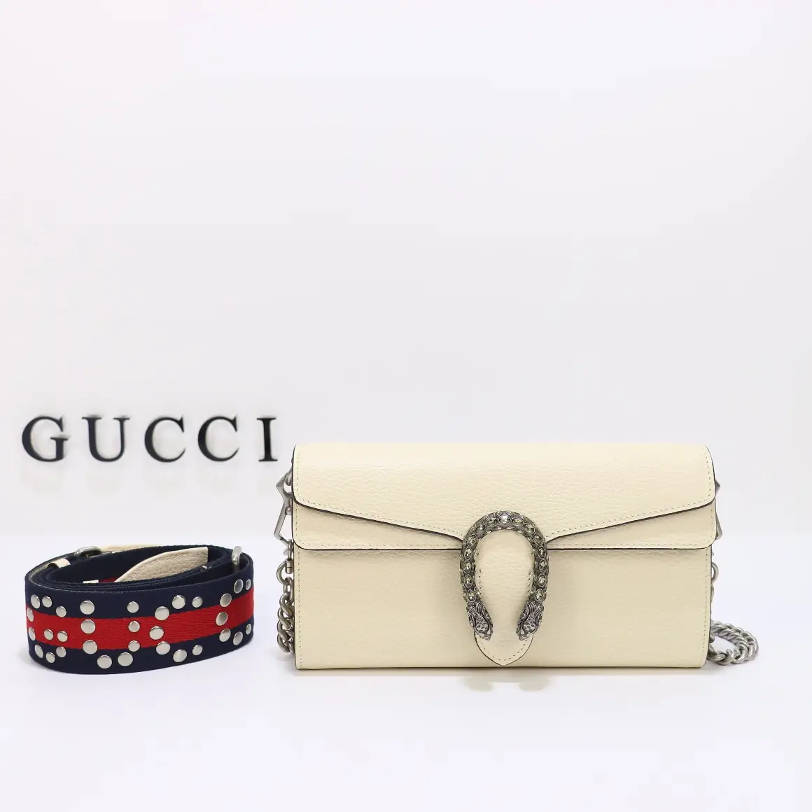 Gucci， Original leather, style 731782 white two-color ruler