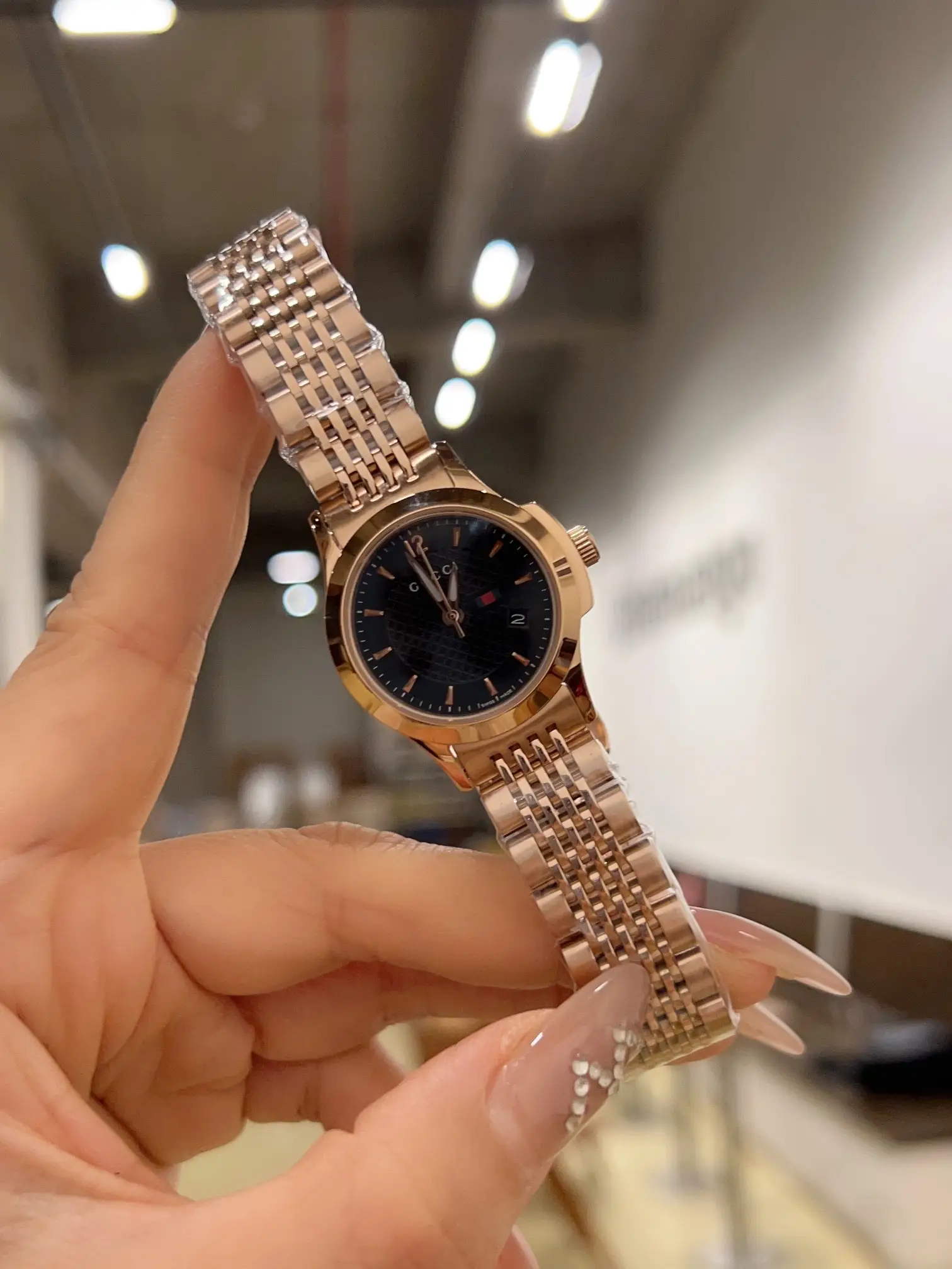 Gucci's new G-timeless collection features a classic nine bead strap.
