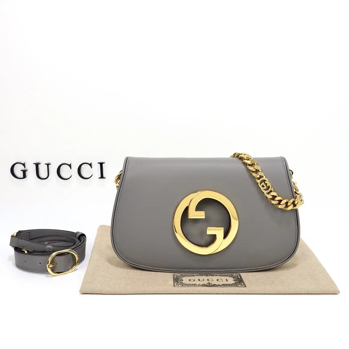 Gucci， Original leather, model number 699268 gray leather