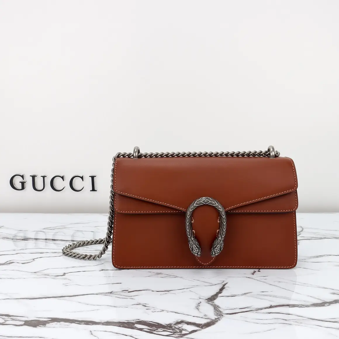 Gucci， Original leather, style 400249 brown leather plain weave