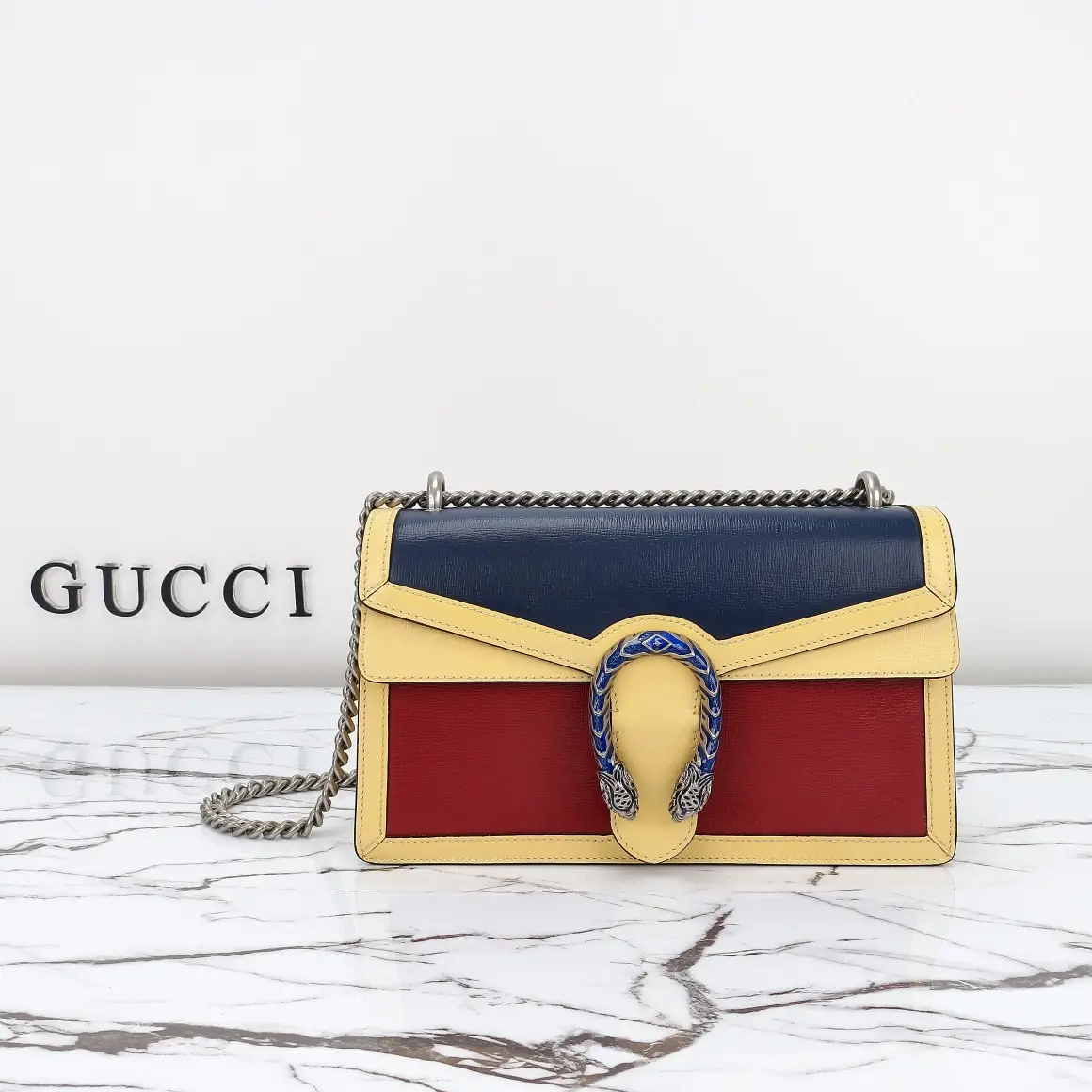 Gucci， Original leather, style number 400249, blue apricot red ruler