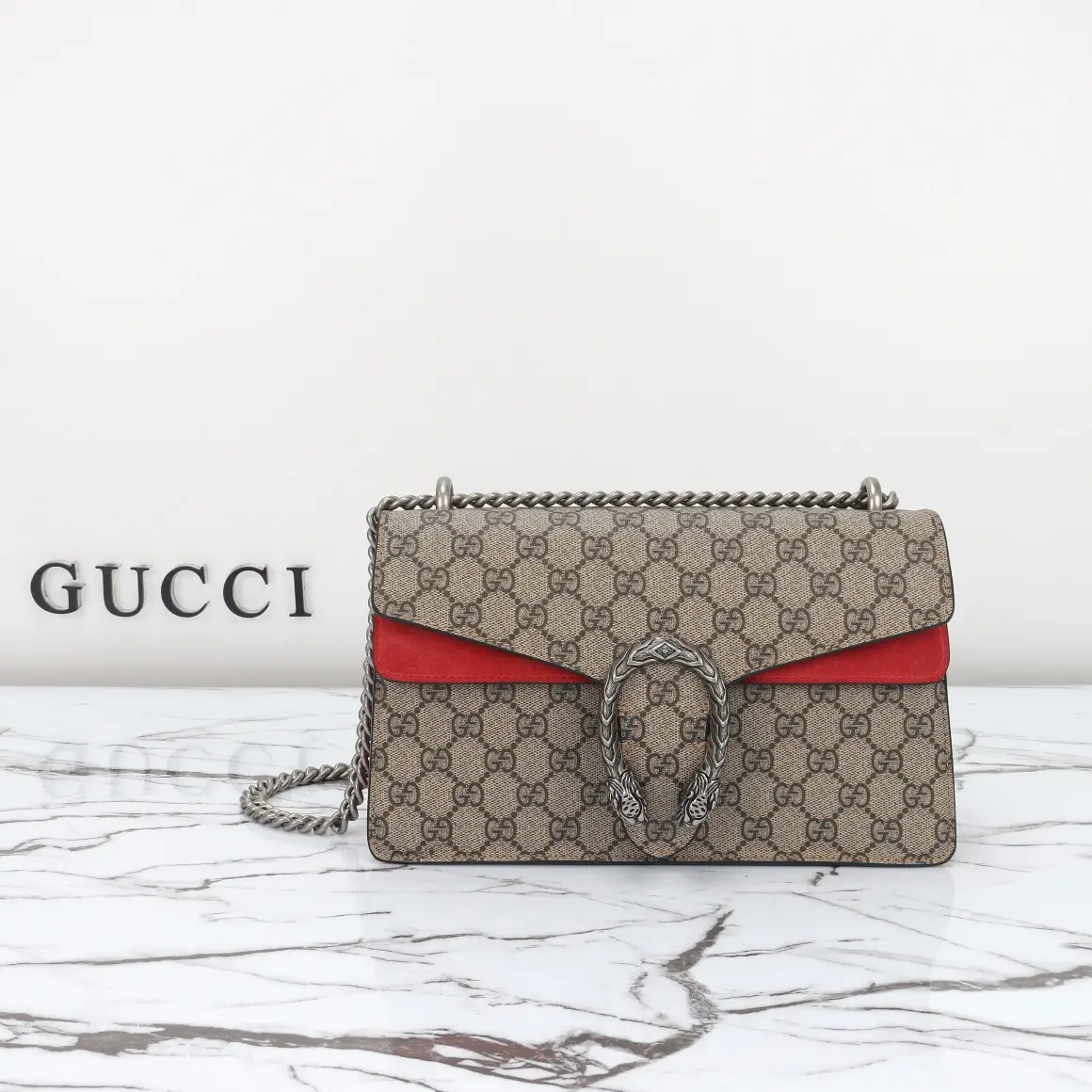 Gucci， Original leather, style 400249 apricot frosted red