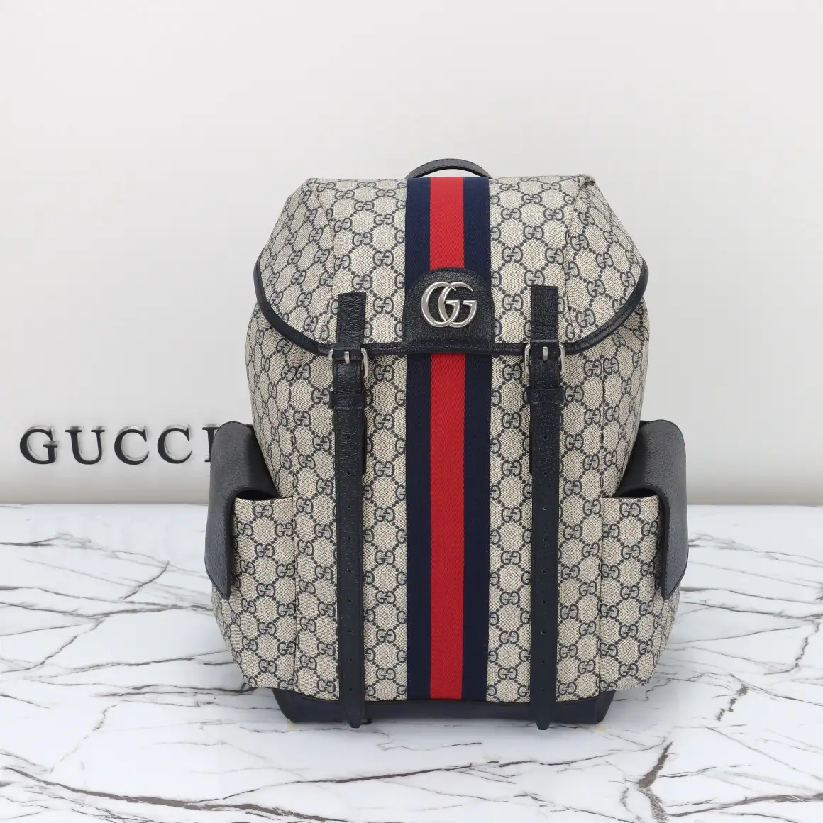 Gucci， Original leather, model number 598140, blue adhesive