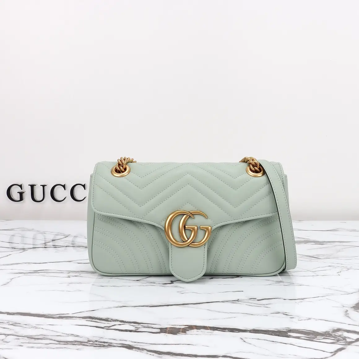 Gucci， Original leather, model number 443497 light green