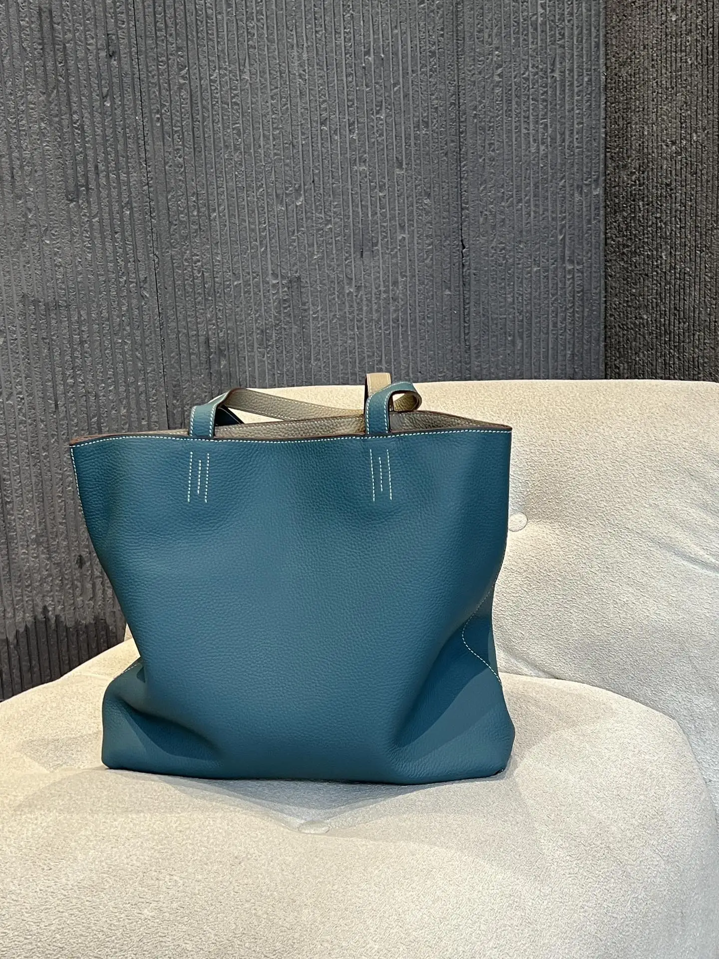 Hermes kneaded double-sided tote bag leather is so good that it's explosive! Imported top layer cowhide double-sided shopping bag leather