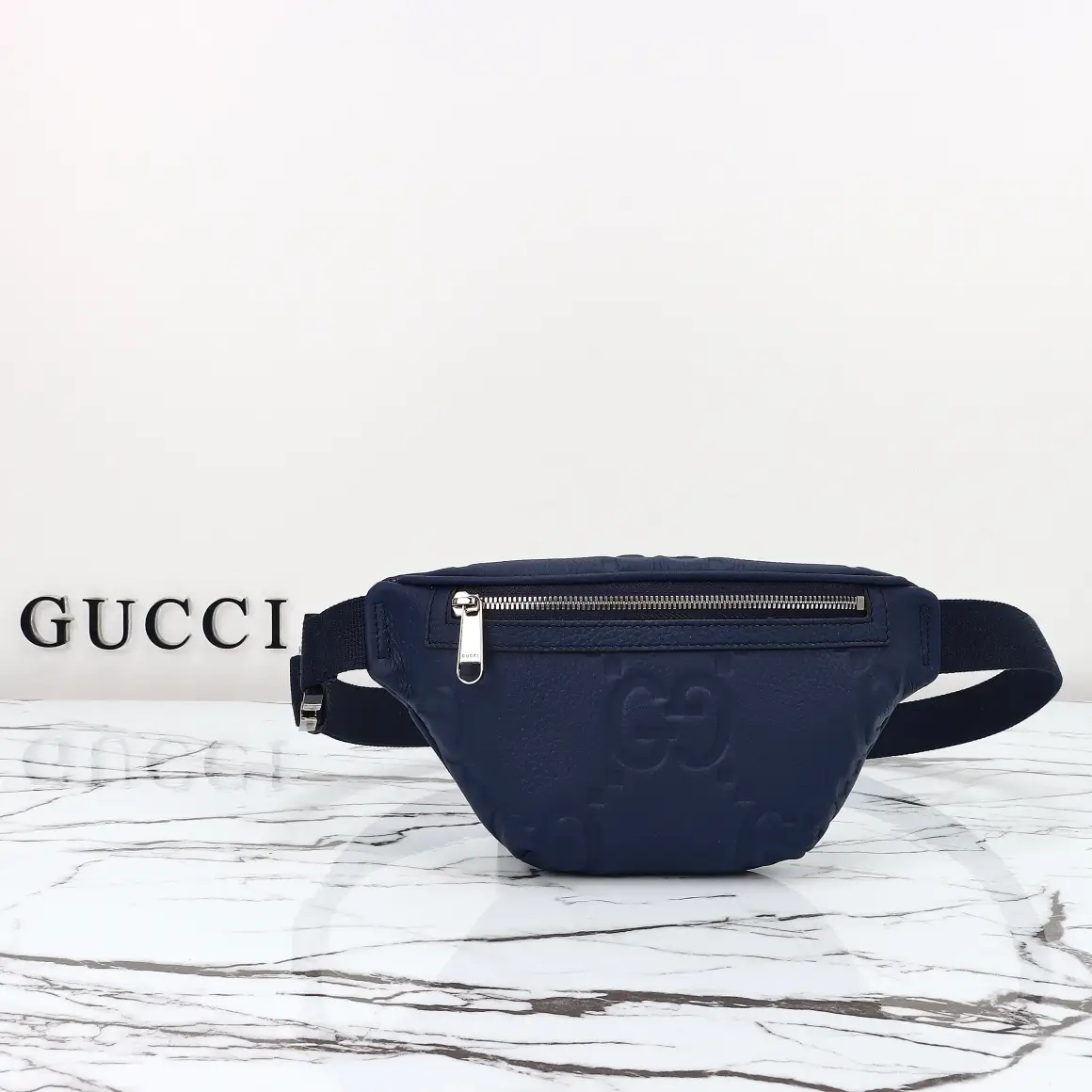 Gucci， Original leather, model number 658582, blue pressure large G