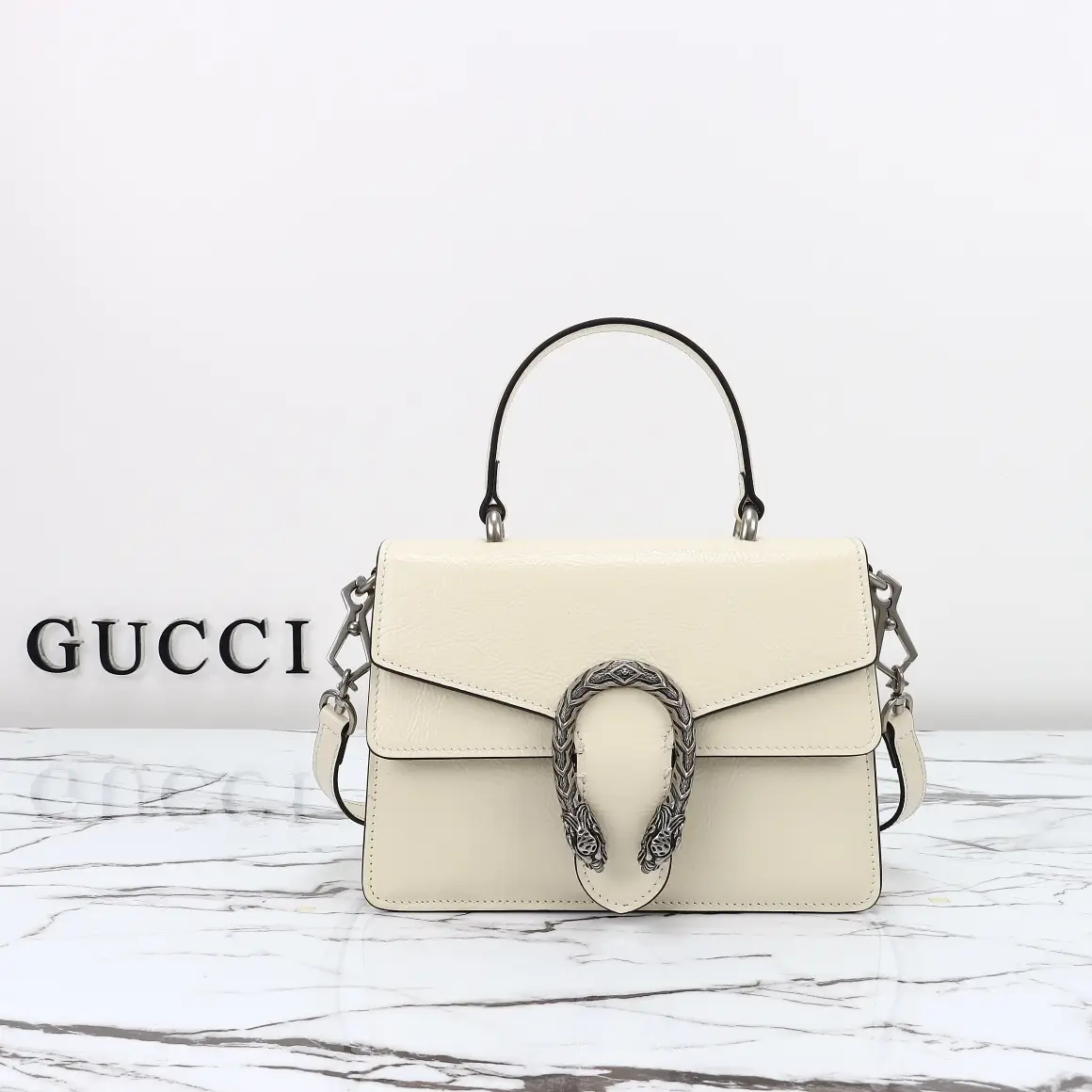 Gucci， Original leather, style 799599 white paint tape measure