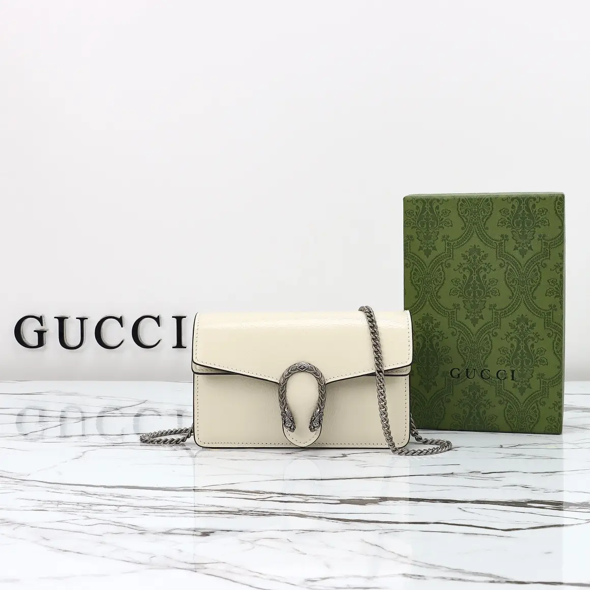Gucci， Original leather, style 795368 white paint tape measure