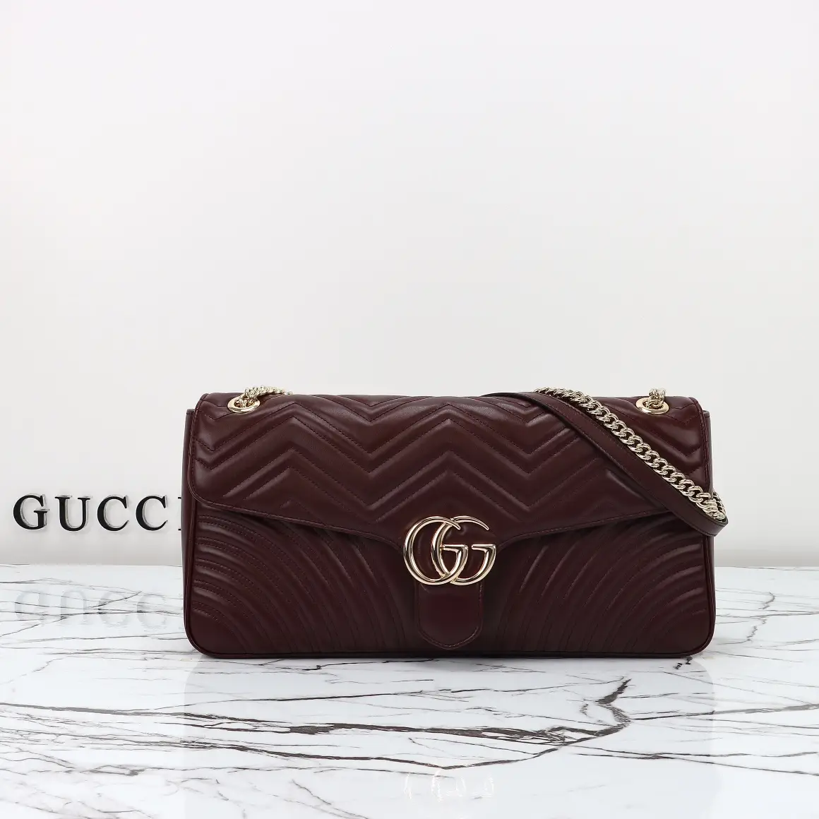 Gucci， Original leather, style number 788371, wine red
