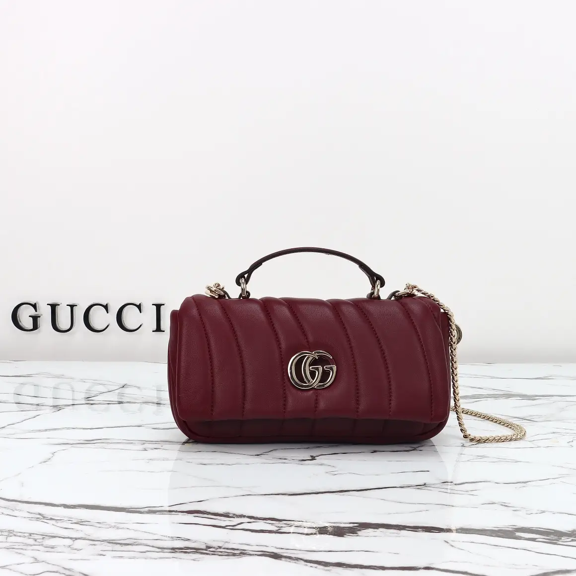 Gucci， Original leather, style 806017 wine red embroidery