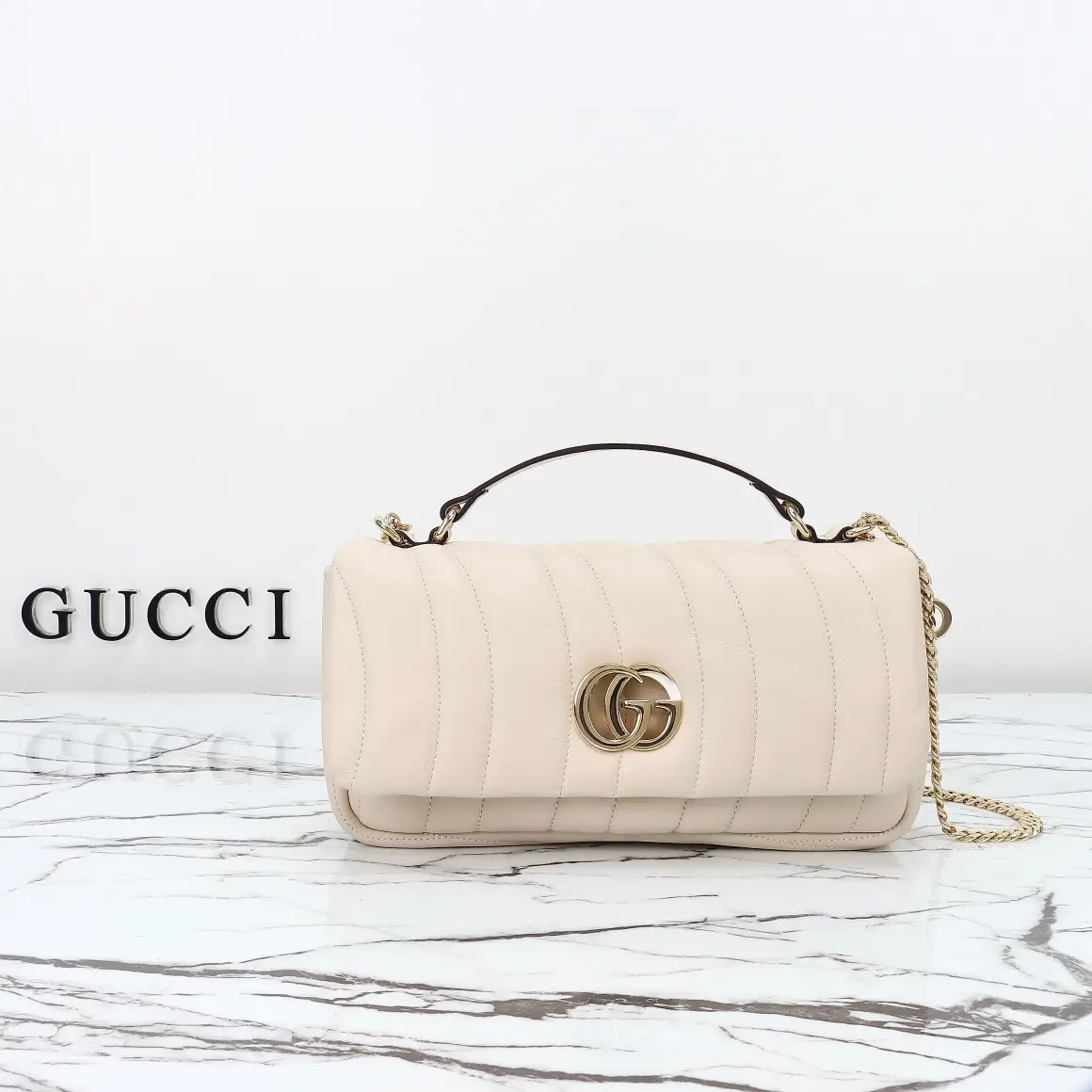 Batch activity Gucci, original leather, style 806016 white leather embroidery