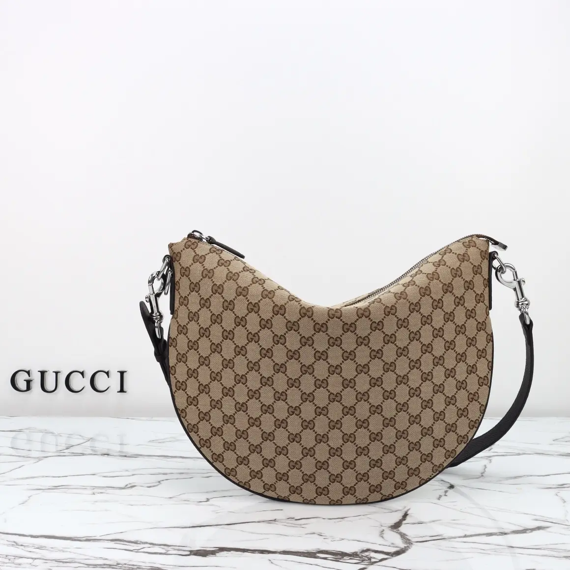 Gucci， Original factory leather, style 817420 apricot cloth coffee leather