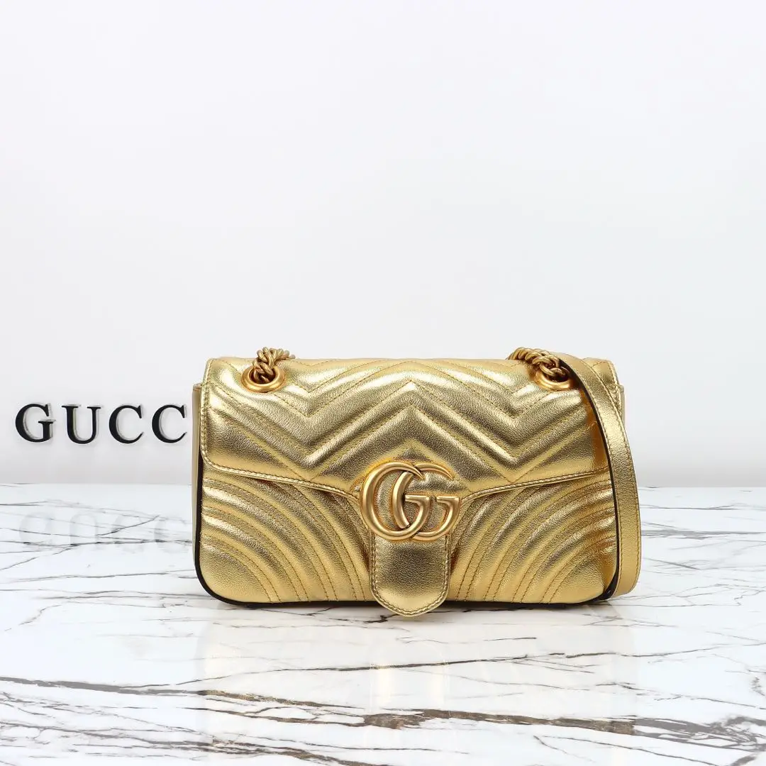 Gucci， Original leather, model number 443497, gold size