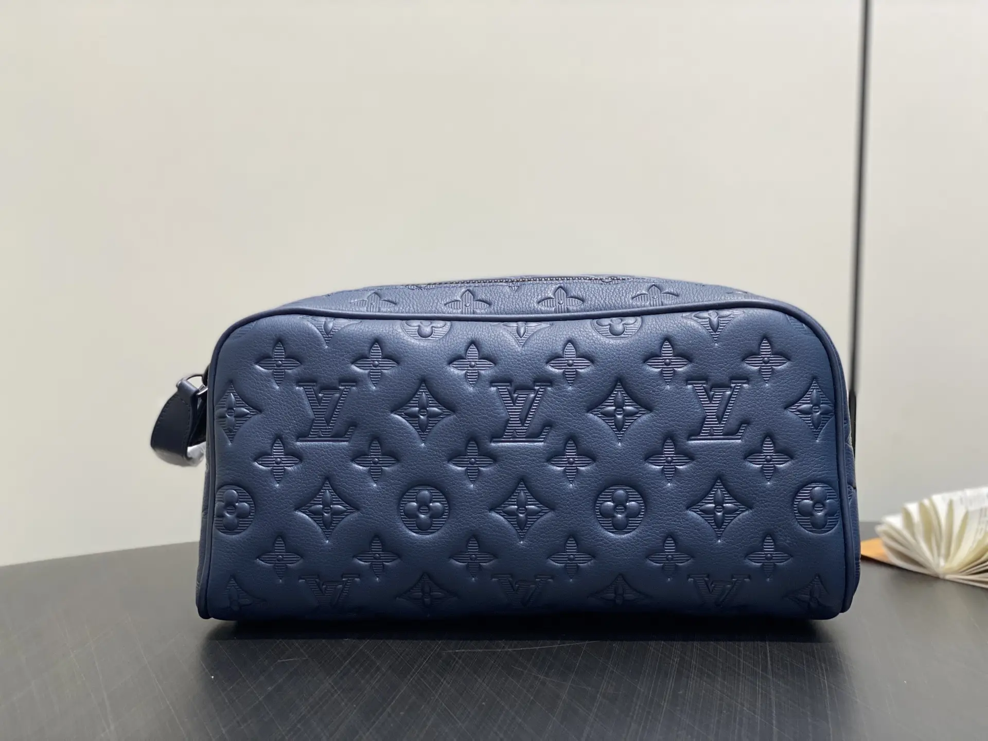 M14843 Deep Blue M44494 Full Leather Embossed Toilet Bag Dopp Ki