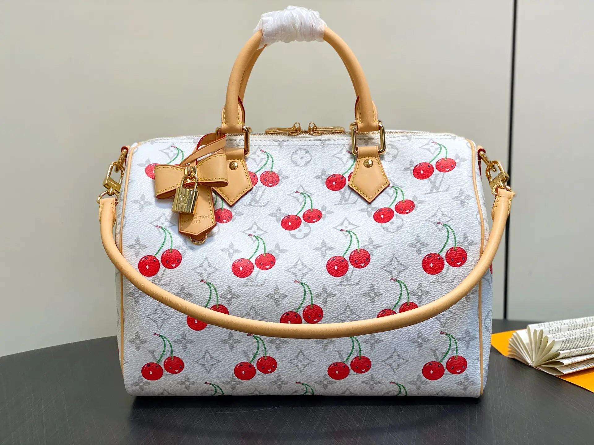 M14238 White Cherry Pillow Bag Speedy Speedy So