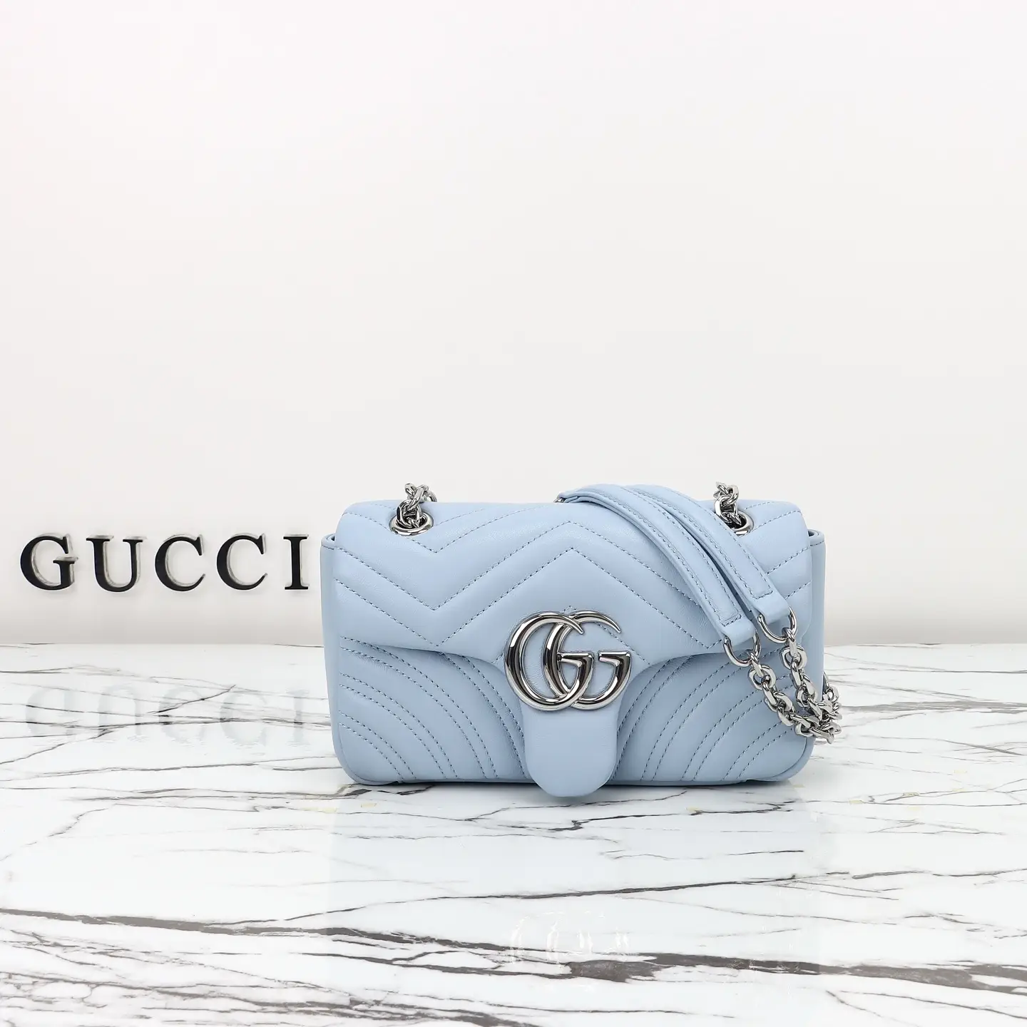 Gucci， Original leather, style 837280 light blue size