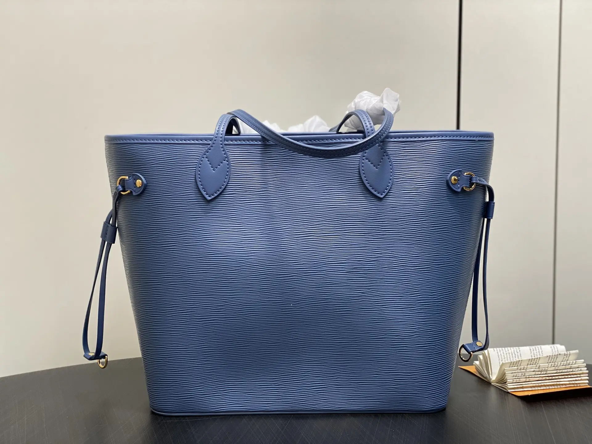 M14856 gray blue water ripple shopping bag NEW Neverfull