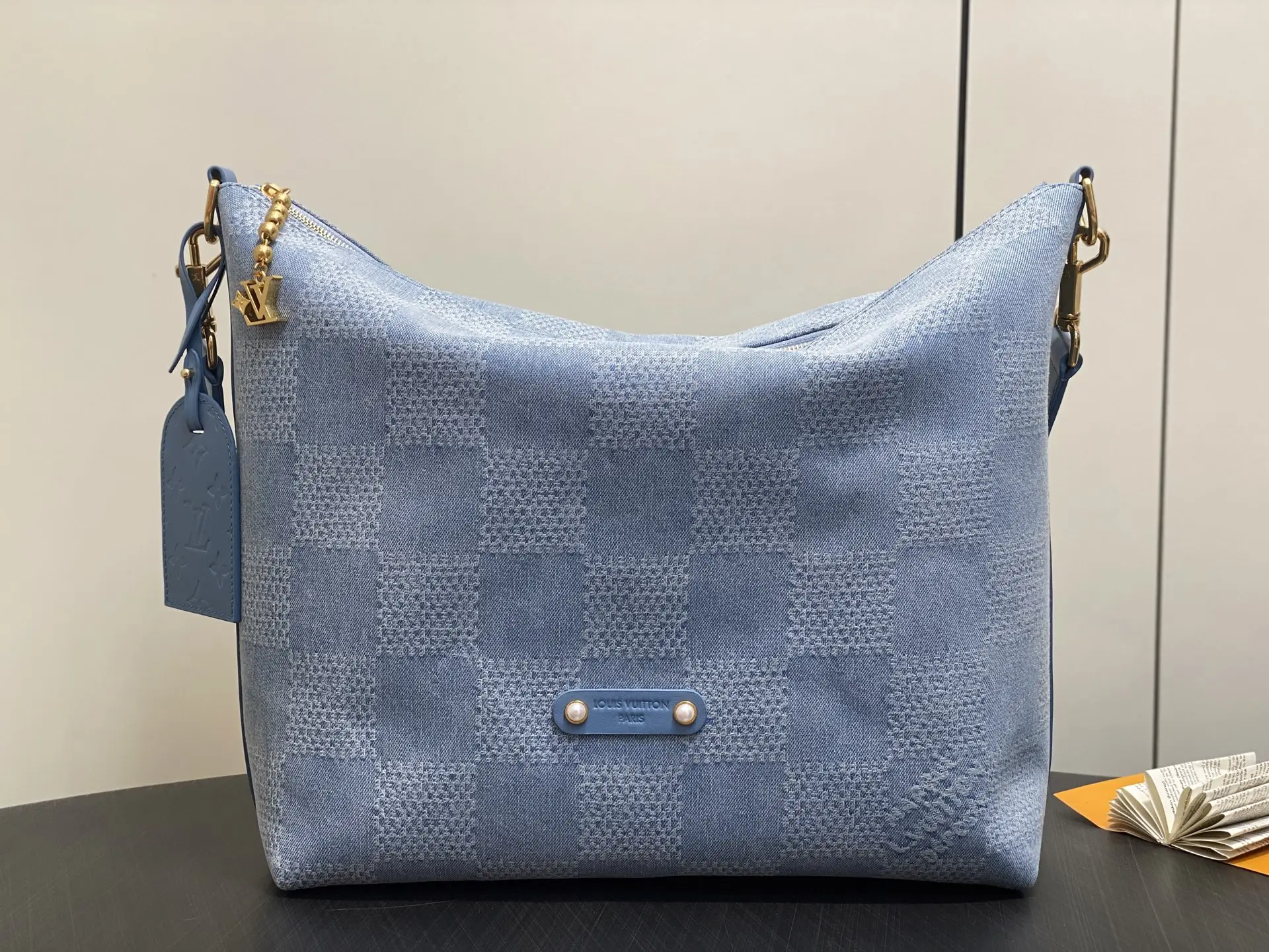 N00202 Blue checkered denim crossbody bag VAGABOND HOBO