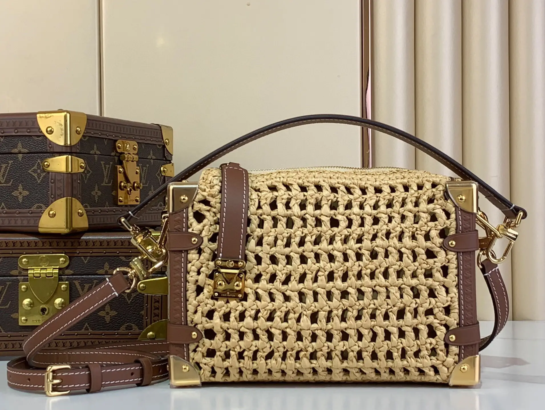 Side TRUNK Medium Handbag m14405 Weaving/Summer