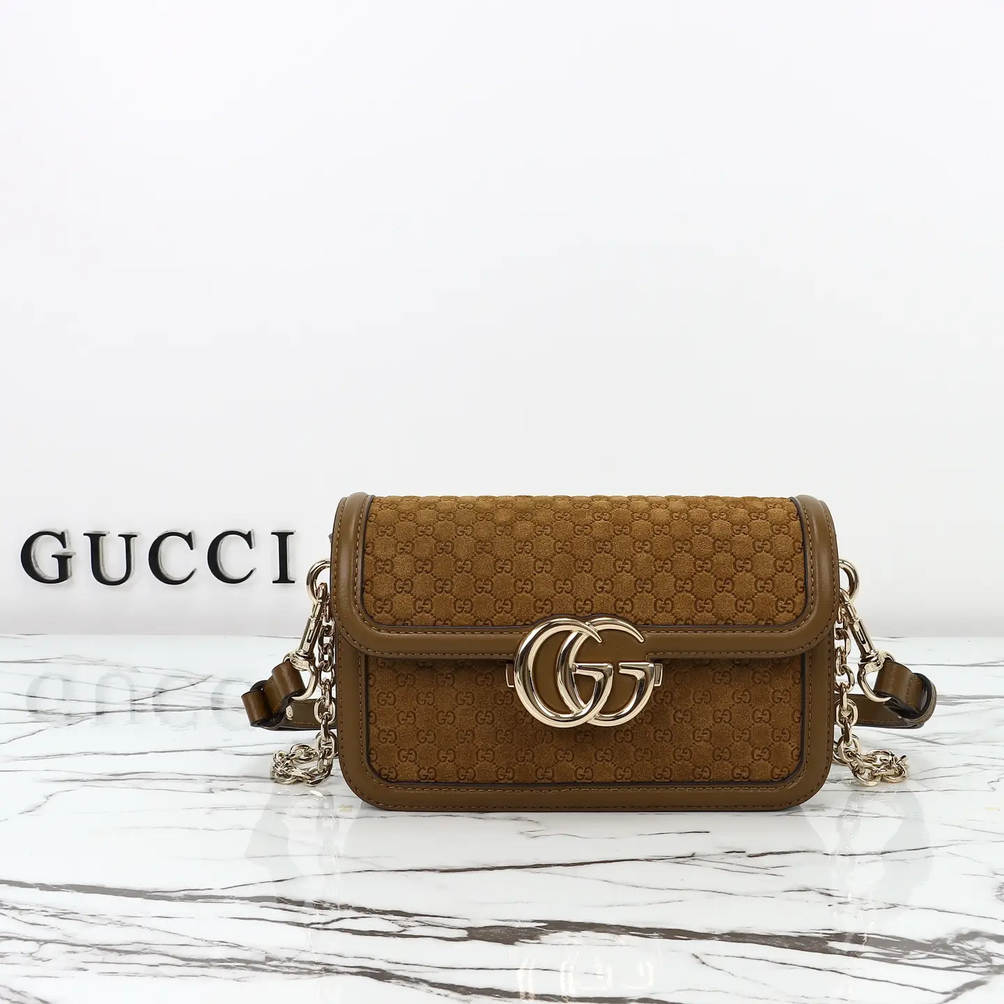 Gucci， Original leather, style 826761 brown frosted ruler