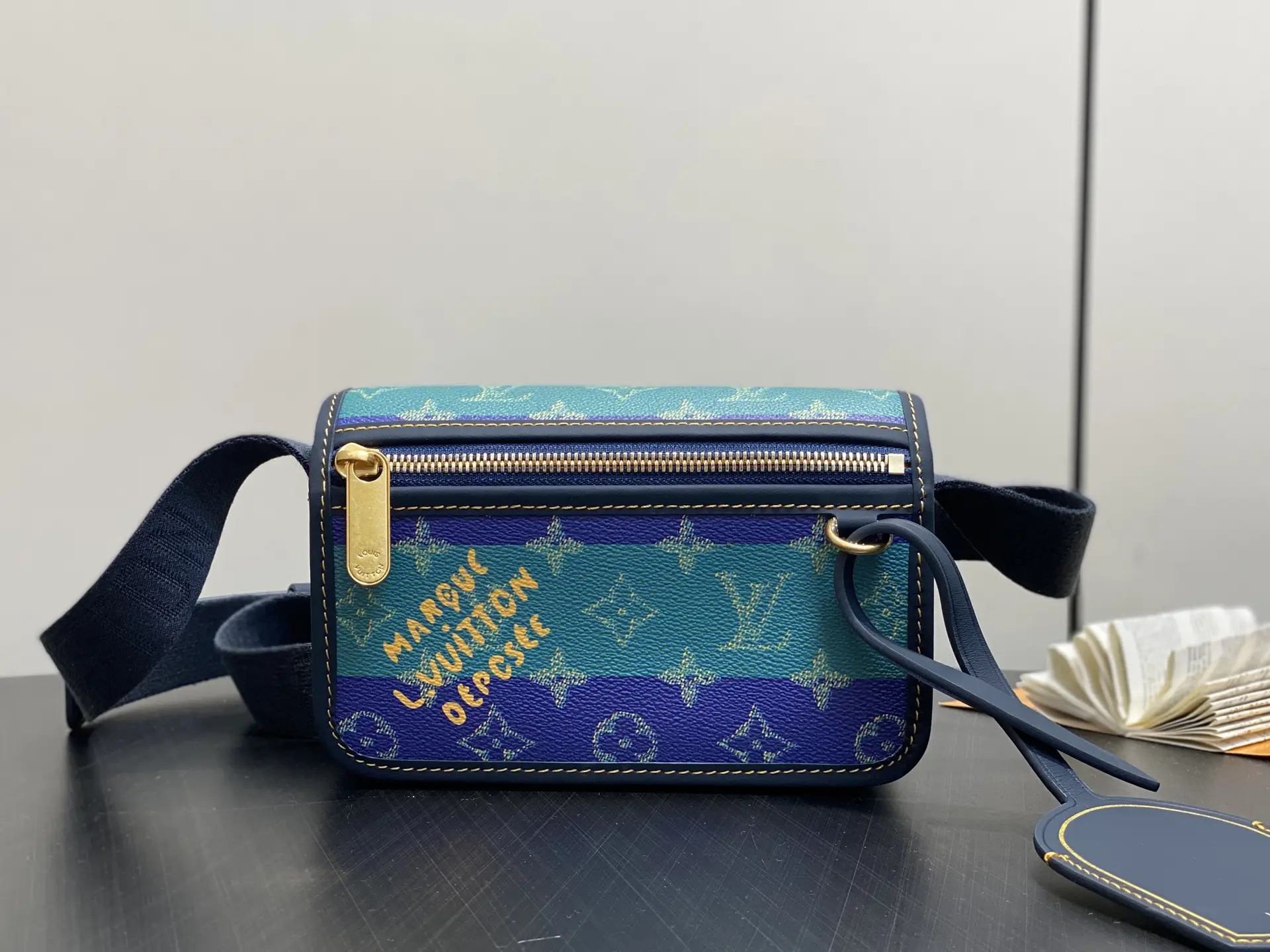 M13173 Blue Color blocked Men's Bag Postman Bag BOSPHORE Mini Handbag