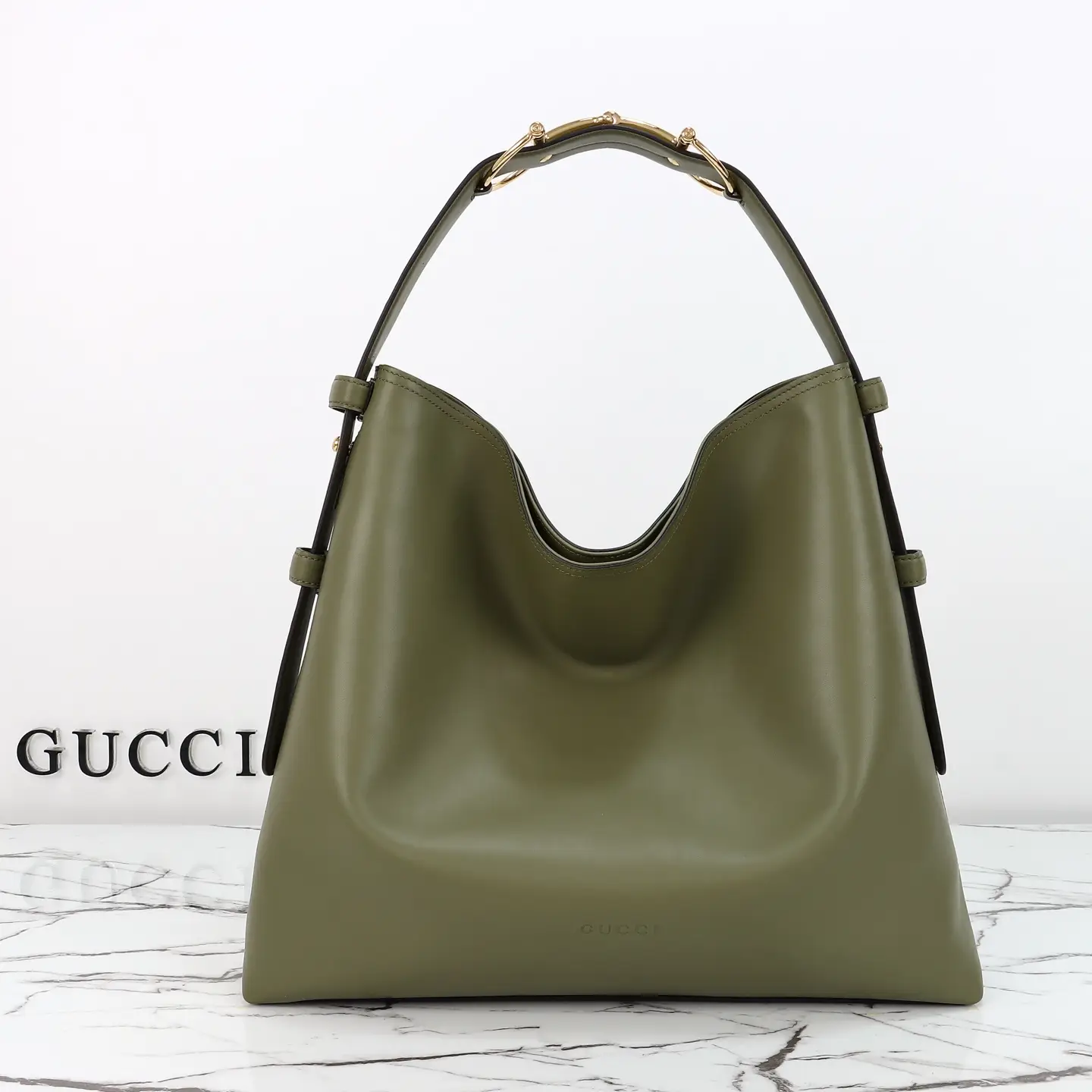 Gucci， Original leather, model number 850546, grey green leather size: width 40