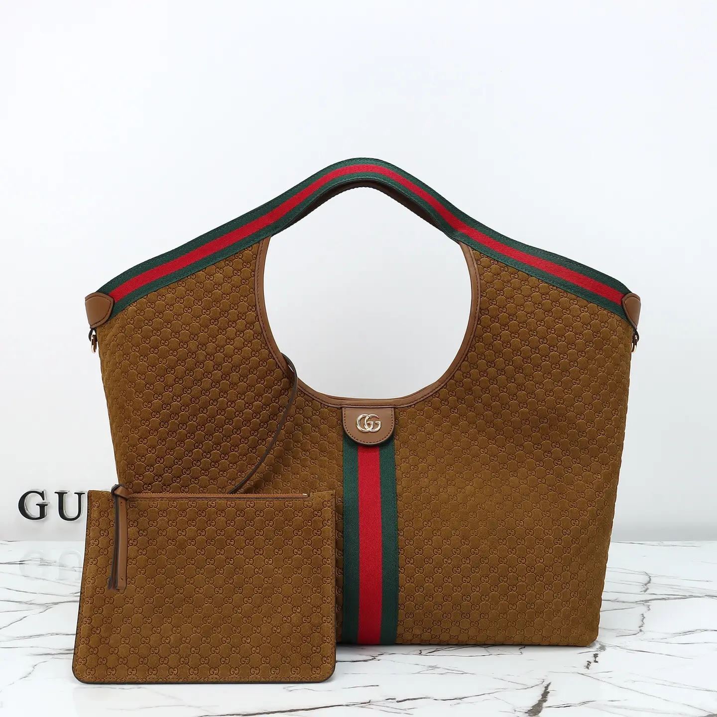 Gucci， Original leather, style 853971 brown frosted ruler