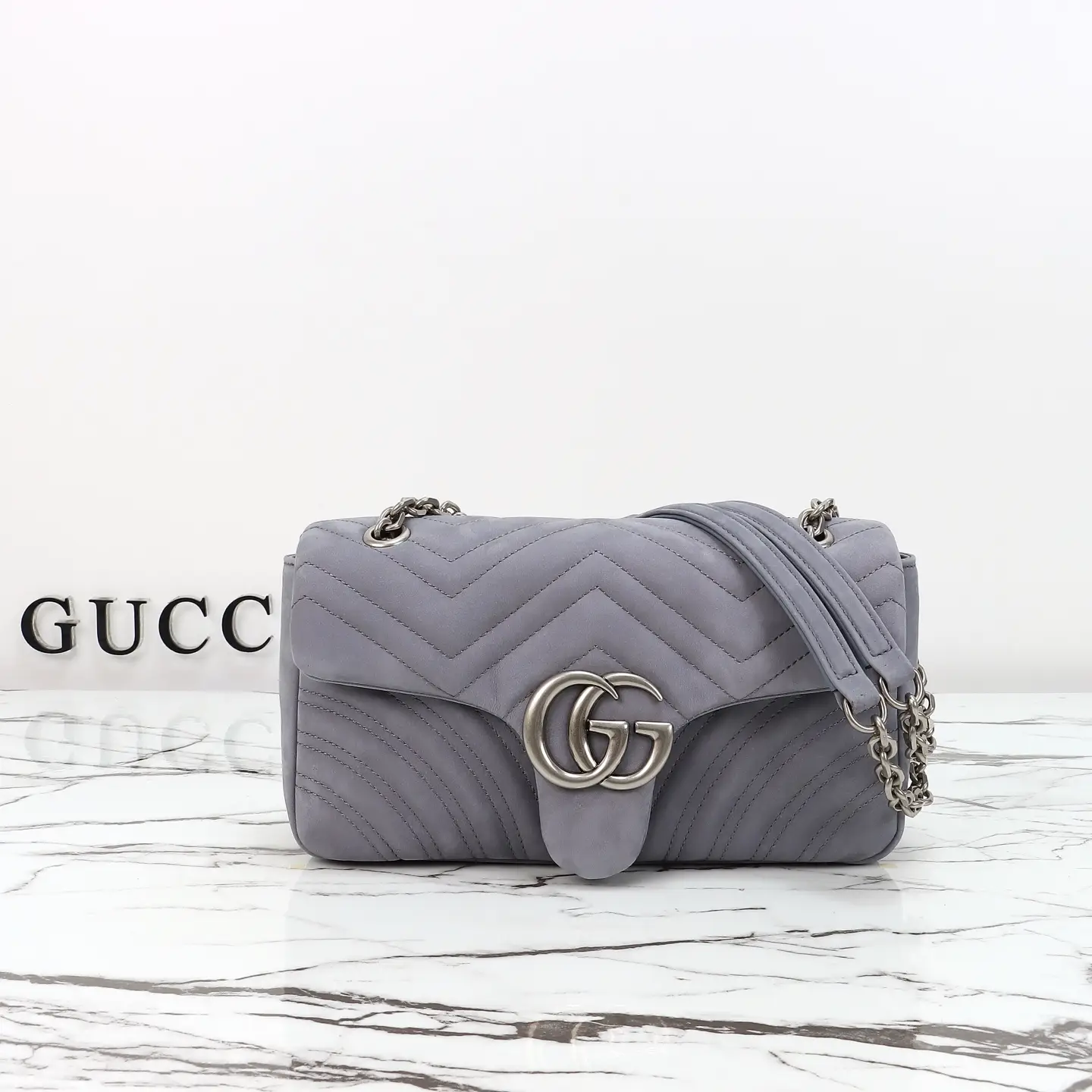 Gucci， Original leather, model number 837267 gray blue