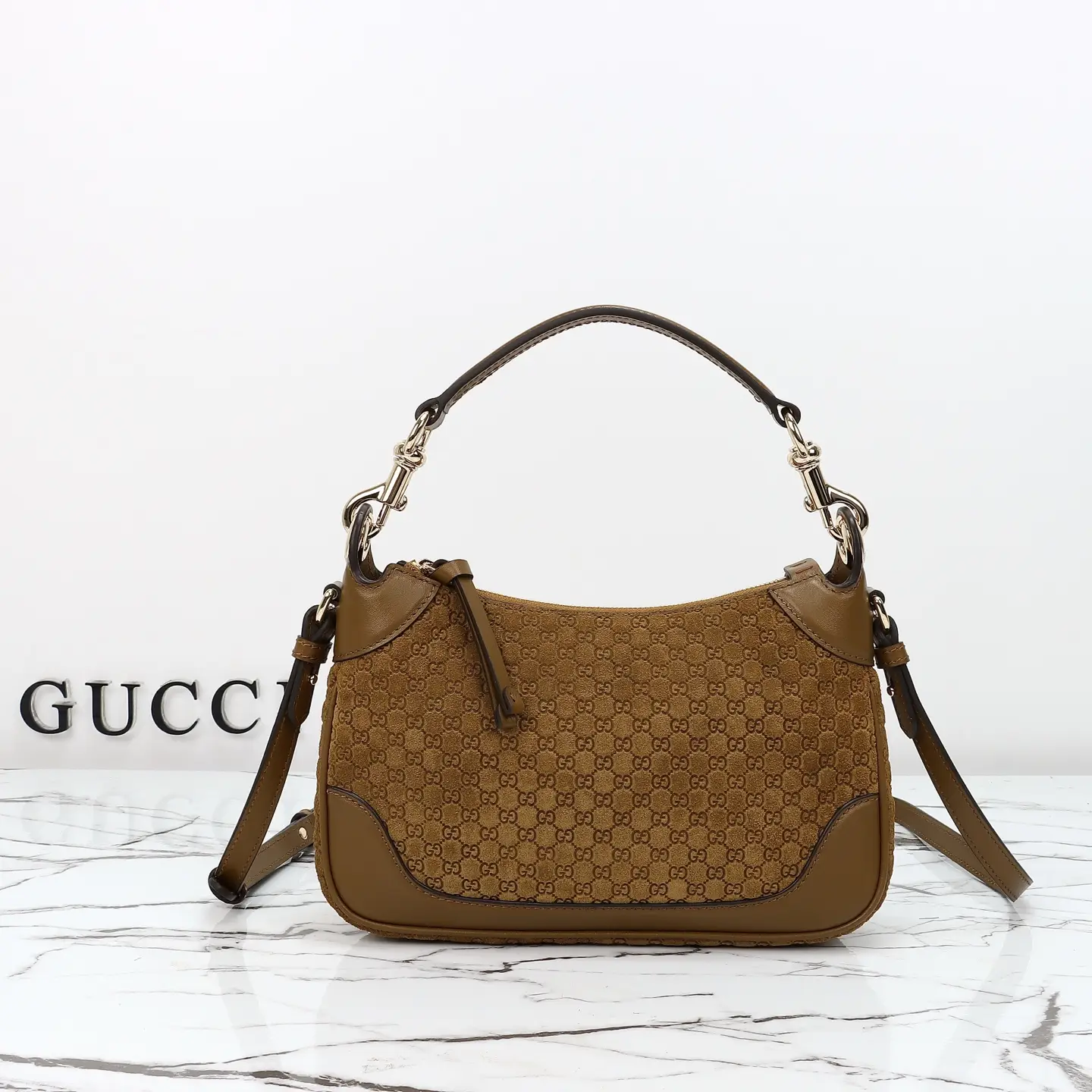 Gucci， Original leather, style 855252 brown frosted ruler