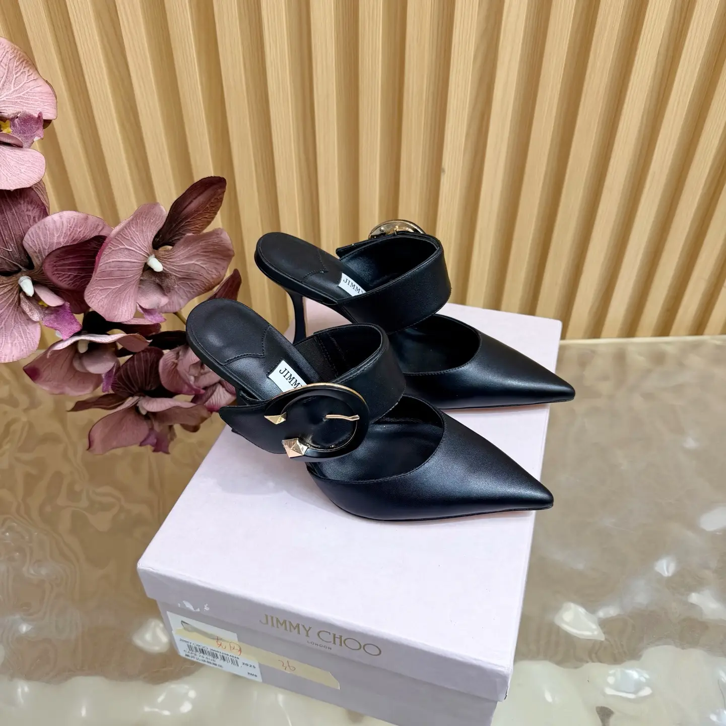 2026 new Jimmy Choo Muller high-heeled sandals JC Family Eternal Scripture