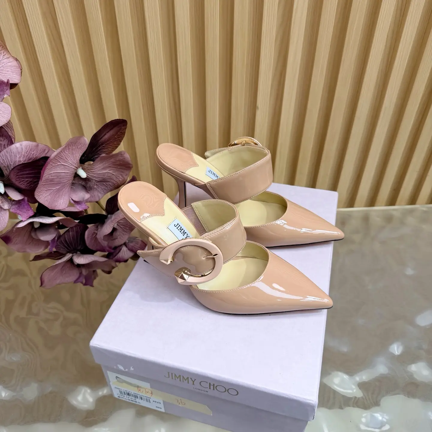 2026 new Jimmy Choo Muller high-heeled sandals JC Family Eternal Scripture