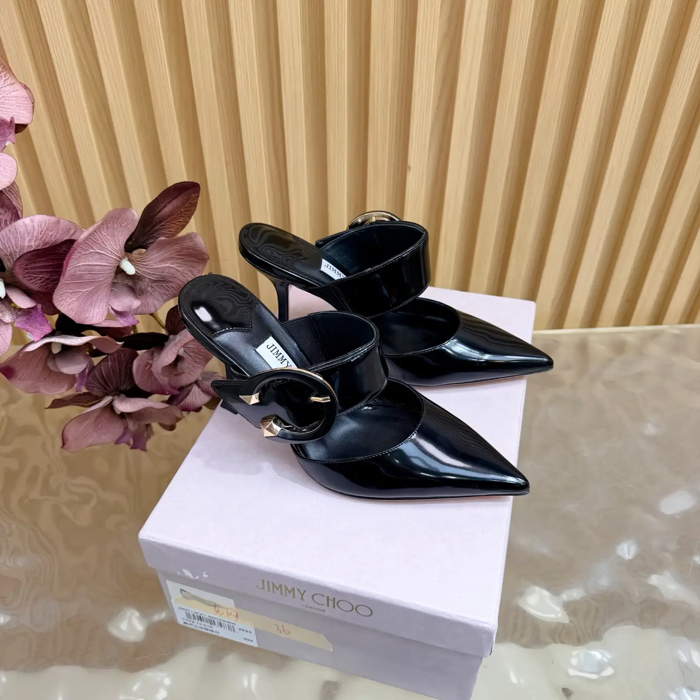 2026 new Jimmy Choo Muller high-heeled sandals JC Family Eternal Scripture