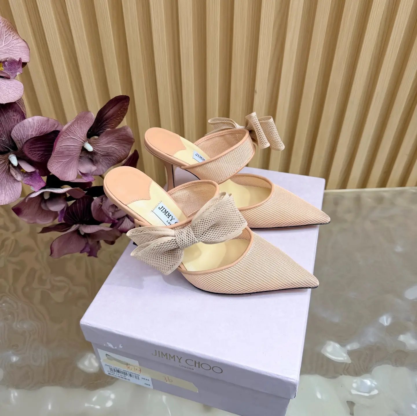 2026 new Jimmy Choo Muller high-heeled sandals JC Family Eternal Scripture