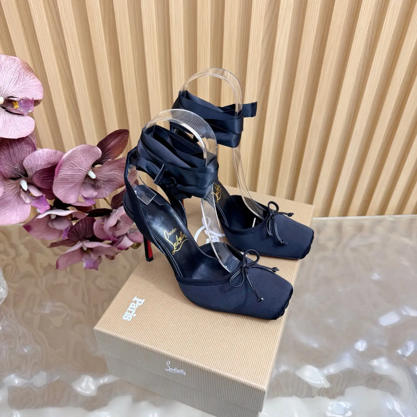 2026 Spring/Summer New Fashion Show Ballet Bow High Heel Sandals
CL red background forever